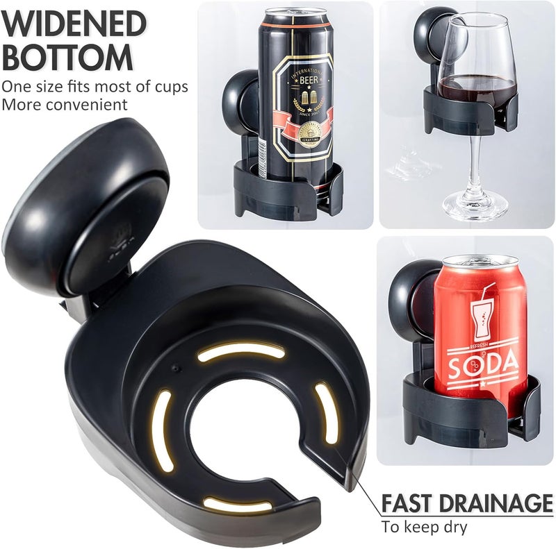 Taili Suction Cup Wine Glass Holder for Shower, Removable Wall-Mounted Bath Cup Holder for Beer, Wine, Drinks, Enjoy in The Spa, Bathroom, Kitchen, etc. Black - Image 5